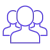 Trois silhouettes représentant un groupe de personnes, évoquant le travail en équipe ou la collaboration.