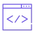 Fenêtre de navigateur avec symbole de code, représentant le développement ou la programmation.